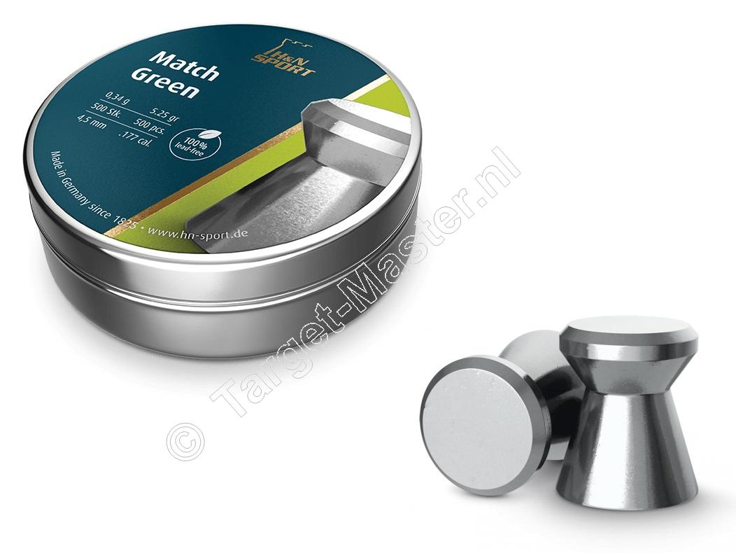 H&N Match Green 4.50mm Airgun Pellets tin of 500